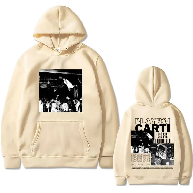 Hip Hop Rapper Playboi Carti Die Lit Music Album Hoodie Men's Fleece Cotton Sweatshirt