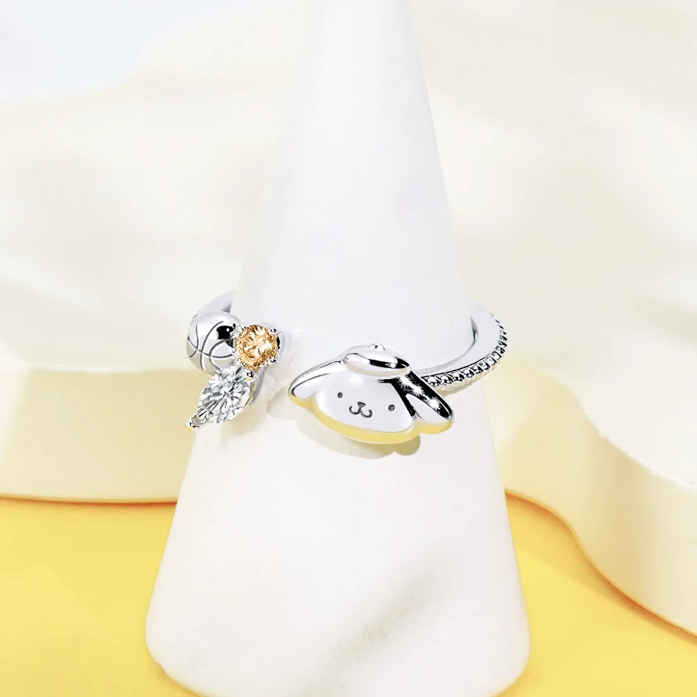Sanrio Hello Kitty KUROMI College Mix Series-Pompompurin Cartoon Cute Personality Temperament Ring Party Friend's Birthday Gifts