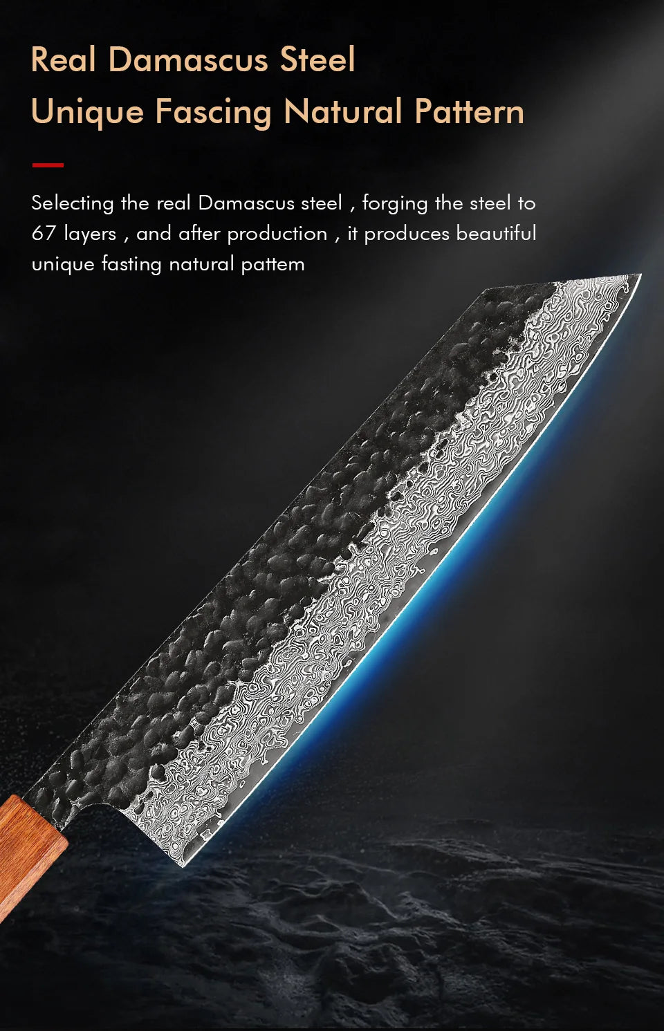8.2" Japanese Kiritsuke Chef Knife Damascus Steel Sharp Meat Vegetable