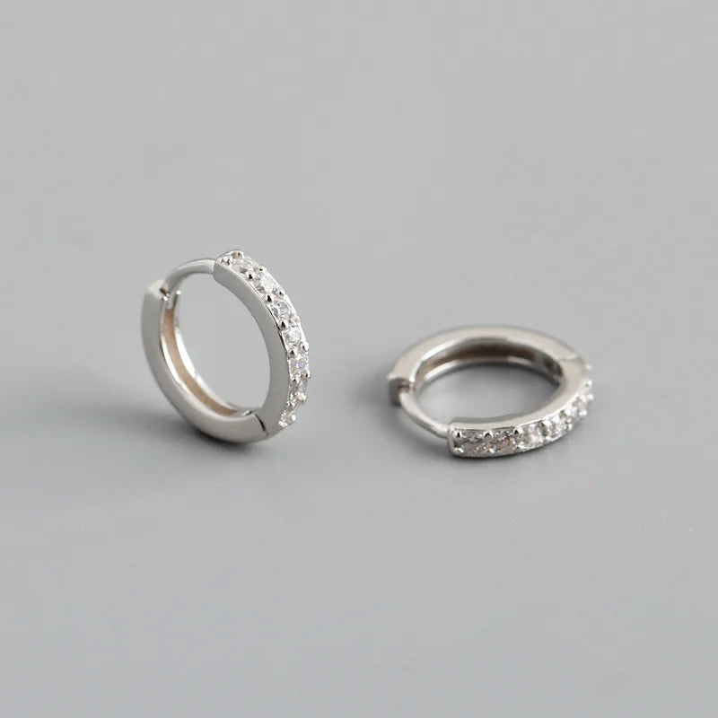 WANTME Real 925 Sterling Silver Gothic Simple White Zircon Hoop Earrings for Women Men Charms Unique Party Couple Jewelry 2021