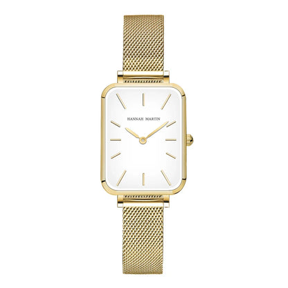 Square Women Stainless Steel Mesh Strap Watch Fashion Japanese Movement Rose Gold Simple Leisure Fashion Hannah Martin Watches