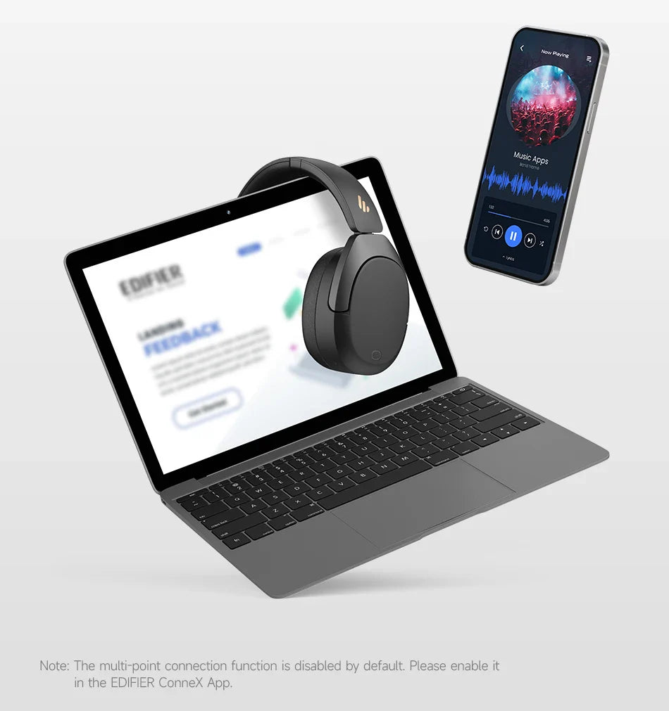 Edifier W830NB Wireless Headphones Bluetooth 5.4 Active Noise Cancelling Hi-Res Over-Ear Headset LDAC Foldable -45dB ANC 94H