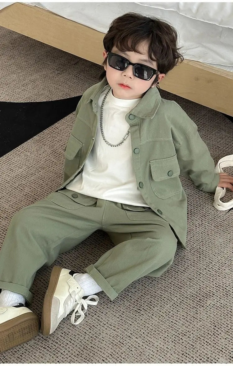 Boys Suit Coat+Pants Cotton 2Pcs/Sets 2025 Lasted Spring Autumn Sports Sets Teenagers Tracksuit Children Clothing