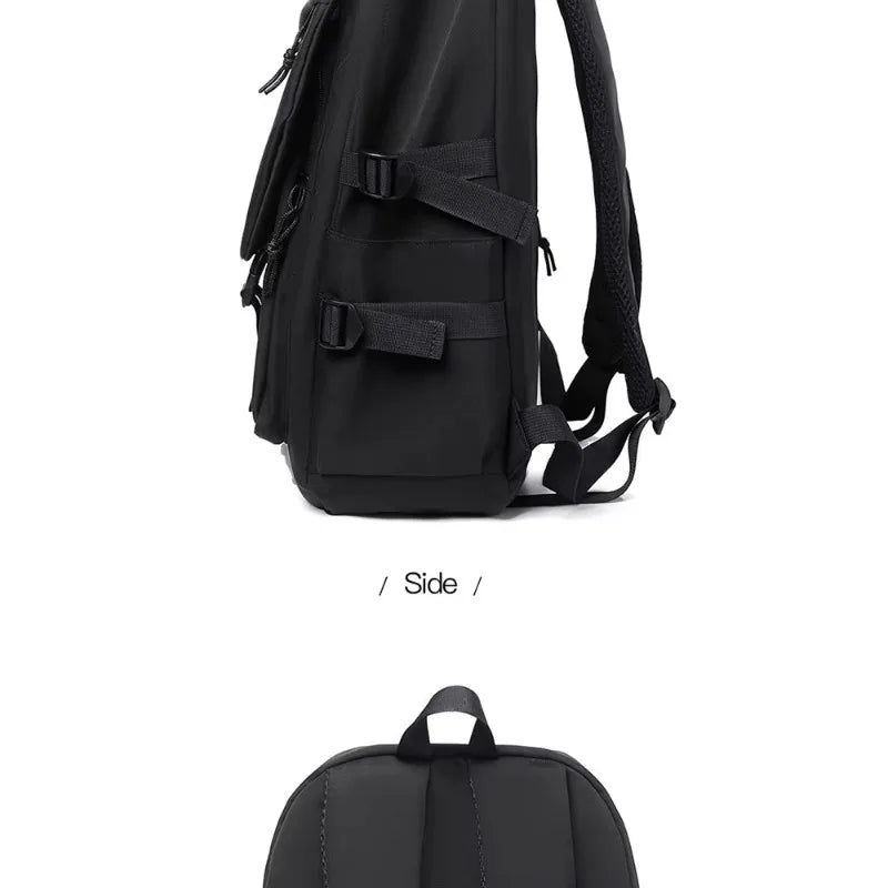 One 15 Inch Polyester Waterproof Solid Color Simple Men's Backpack Fashion Couple Student Computer Backpack