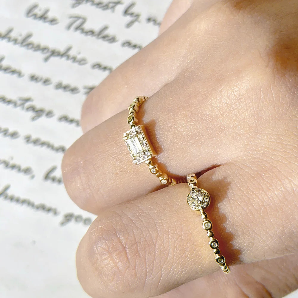 Women's Dainty Ring Concise Geometry Zirconia Gold Color Stacking Rings