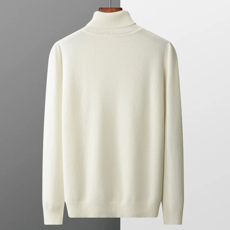 Autumn and winter 100% pure merino wool pullover men's turtleneck