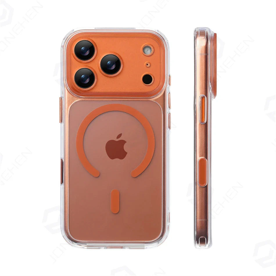 Business Matte Clear Camera Button Magnetic Case For iPhone 17 Pro Max Air 17pro Detachable Lens Shockproof Cover For Magsafe