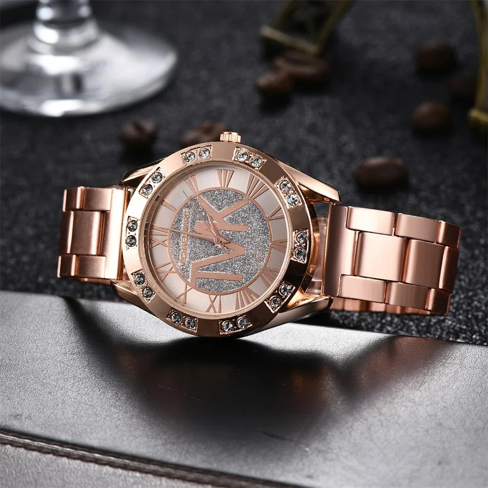 Women Watches Diamond Unisex Quartz Wristwatch For TVK Logo Fashion Stainless Steel Bracelet Gold Men Trendy Clock Watches