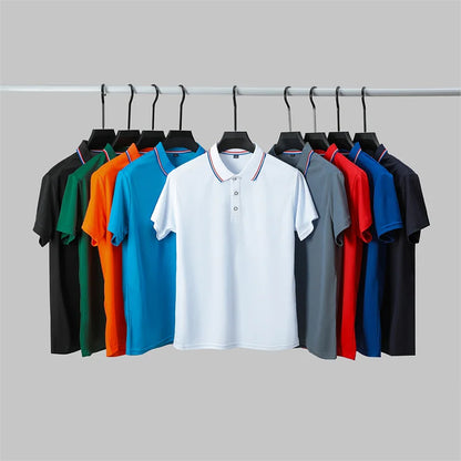 2025 New Men's Casual Solid Color Short Sleeved Polo Shirt Summer Fashionable and Comfortable Versatile Top