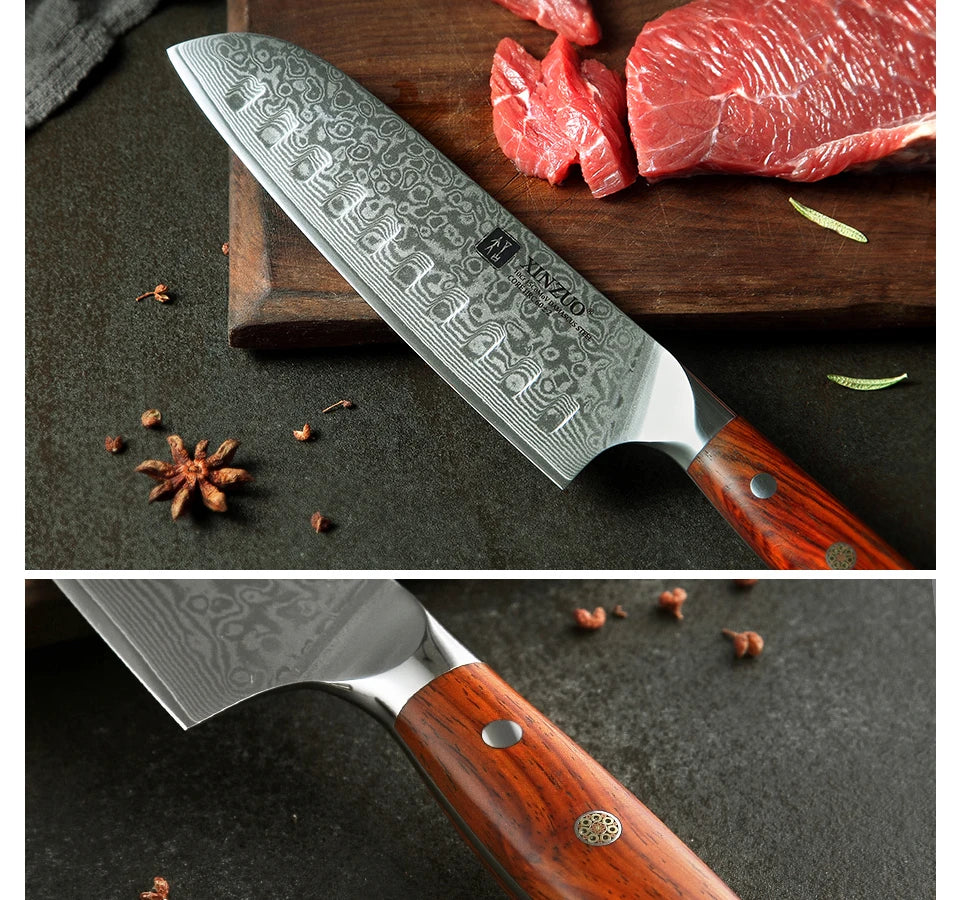 1PCS or 3PCS Kitchen Knife Sets Japanese Forged Damascus Steel Chef