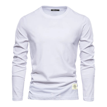 100% Cotton Long Sleeve T Shirt For Men Solid Spring Casual Mens T-shirts High Quality Male Tops Classic Clothes Men's T-shirts