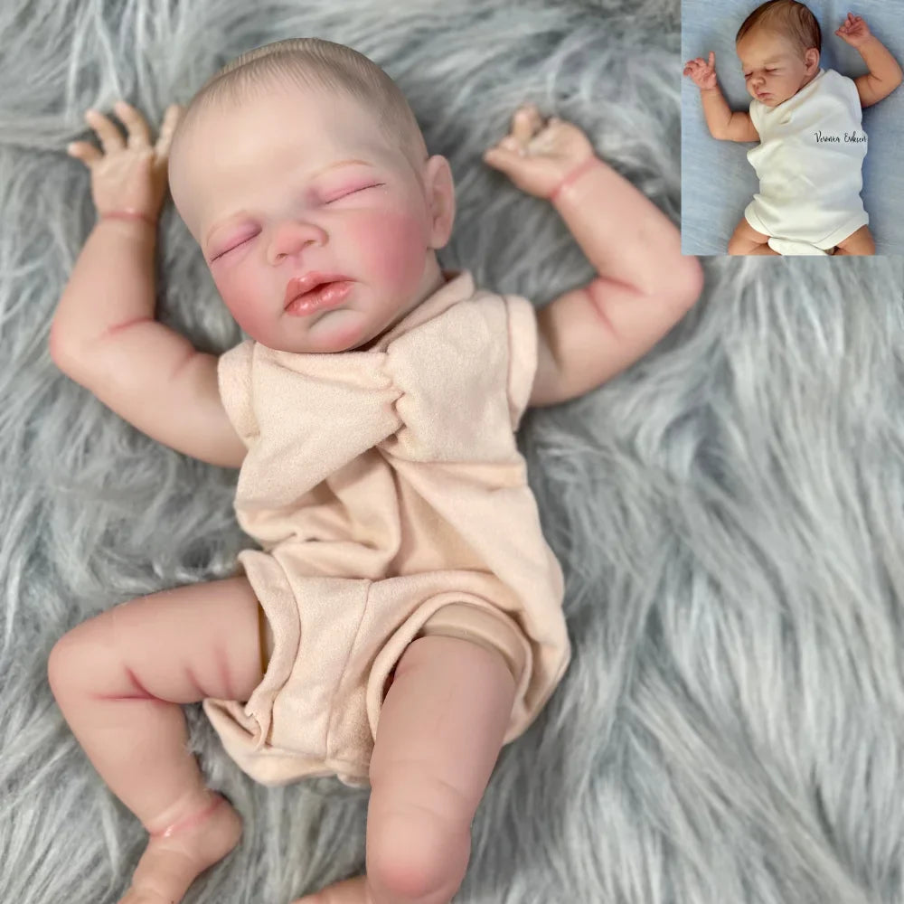 16 Inch Kit Reborn Zendric 3D Painted Skin Doll With Rooted Eyelashes and Cloth Body Unassembled Reborn Baby Doll Parts Molds