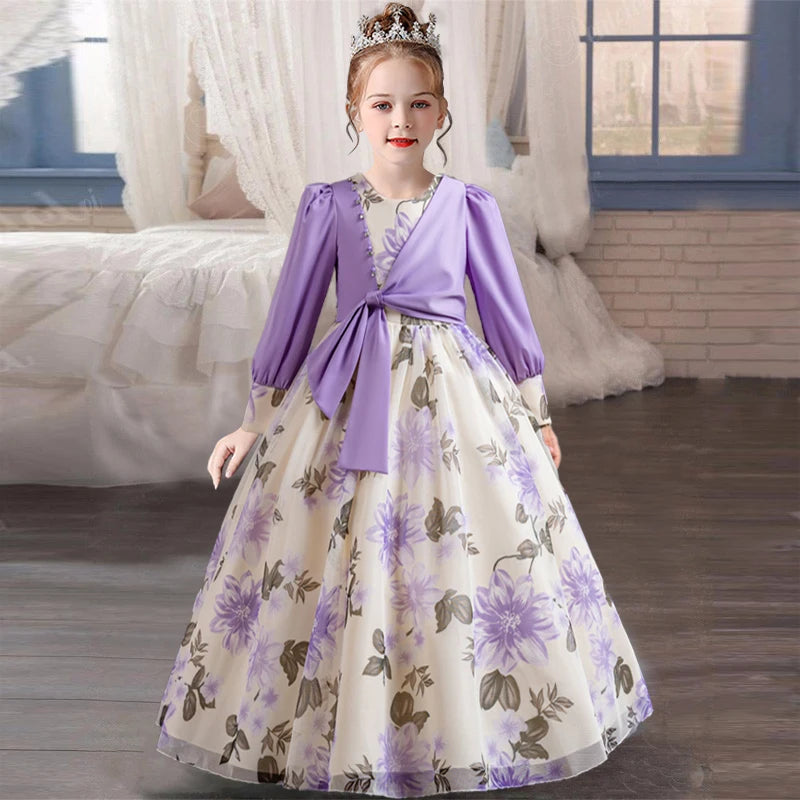 4-12 Year Old Girls' Party Dress Ethnic Style Performance Dress Art Photo Chiffon Christmas Party Dress New Children's Clothing