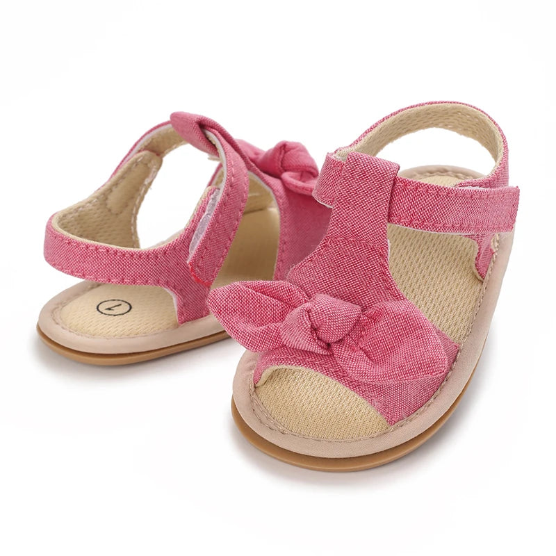 Valen Sina 0-18 Months Baby Girl Summer Sandals Cute Bow Non-Slip Rubber Sole Infant Babies Kids First Walkers  Sandals 4 Colors