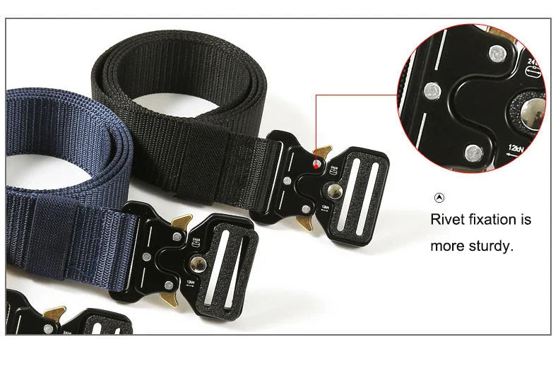 Men Tactical Belt Quick Release Outdoor Zinc Alloy Buckle Belt Soft Real Nylon Sports Hiking Camping Hunting Belt