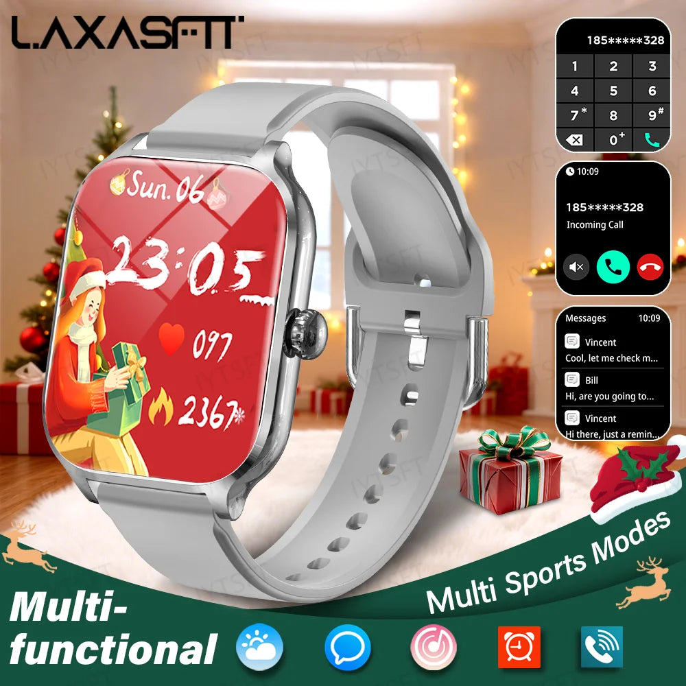 LAXASFIT 2025 New Smart Watch Bluetooth Talk 2.01 HD Touch Screen Multi Sport Function Smart Watch Men Women Christmas Day Gift
