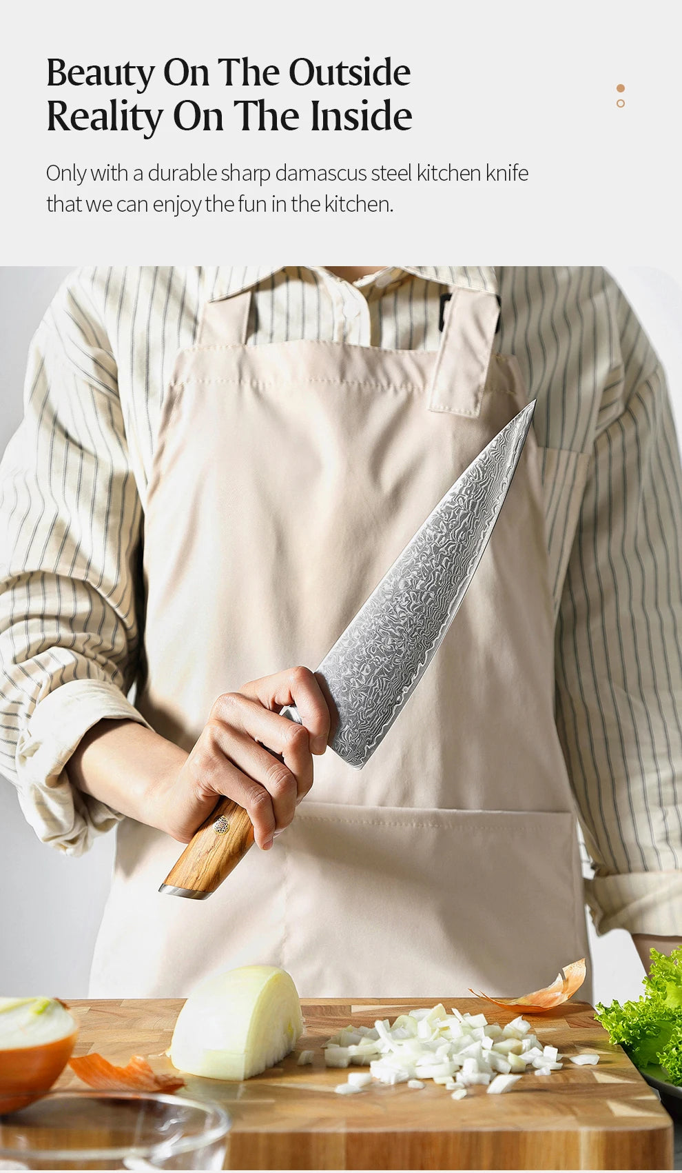 1-8pcs Kitchen Knife Set 73 Layers Custom Damascus Steel 15°±1 Per Side Steel Blade