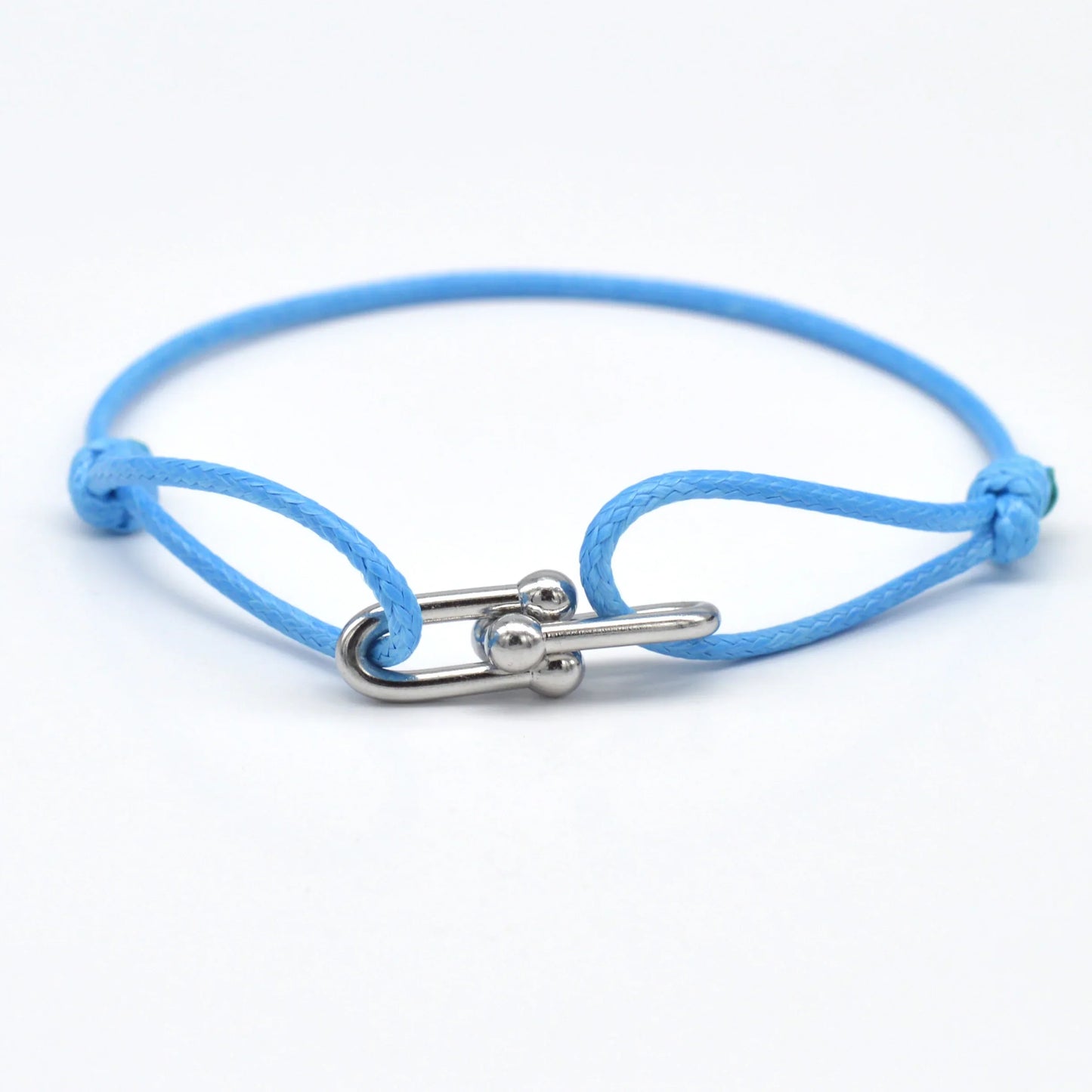 Simple Bamboo Horseshoe Buckle Bracelet Braided Ribbon Adjustable DIY Rope Bracelets Women Men Stainless Steel Jewelry