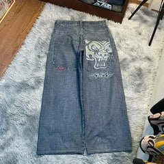 Y2K Baggy Jeans men vintage Embroidered high quality jeans Hip Hop Goth streetwear