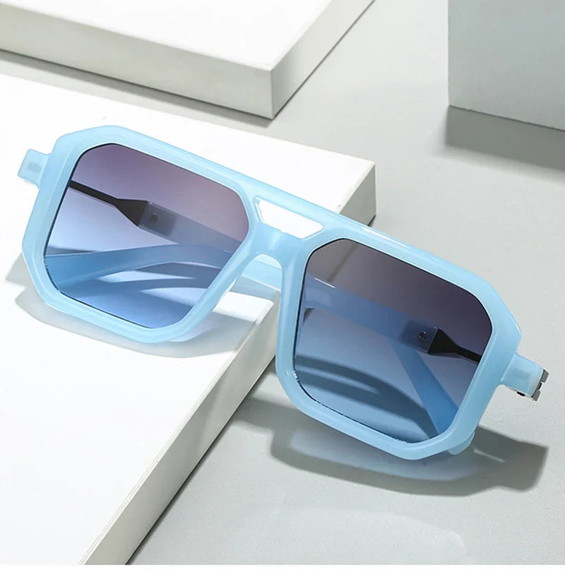 SHAUNA New Double Bridges Square Sunglasses Women Fashion Gradient Shades UV400 Retro Polygon Men Sun Glasses