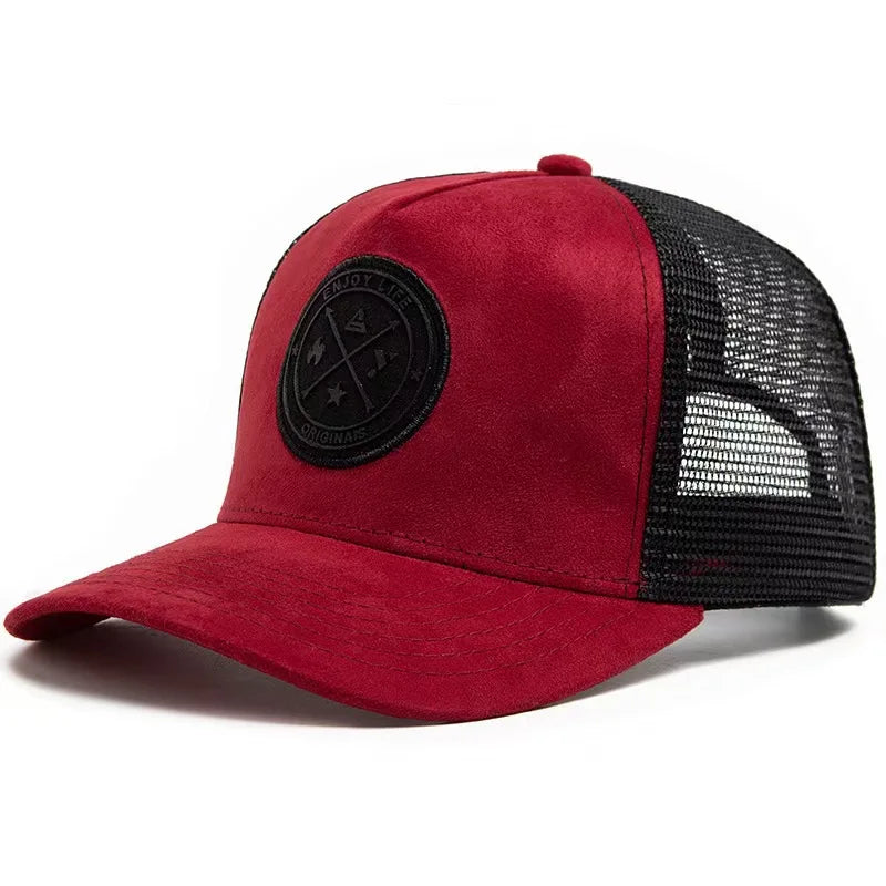 Unisex 5 panel Mesh Suede Trucker Hat  Men Baseball Cap Spring Summer Breathable Sports Hats