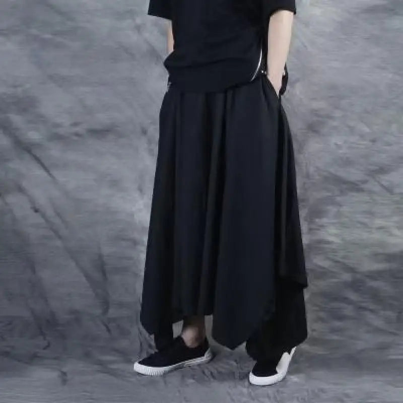 Male Pants: Wide Chinese Hanfu Harajuku Style Hakama Kimono Tang Casual Men