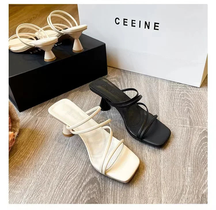 Women's Slippers  Square Toe Grace Narrow Band Solid Casual Sandals
