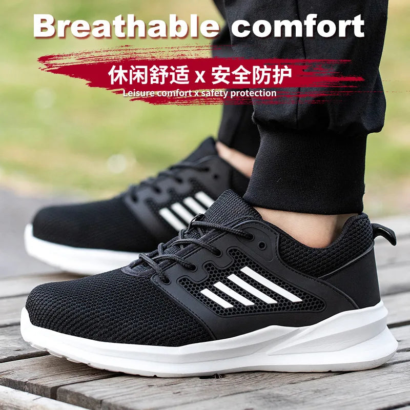 Unisex Breathable Light Summer Safety Shoes For Men Women Indestructible Anti Smashing Casual Steel Toe Cap Security Shoes