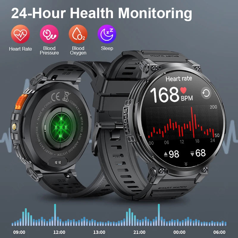 LIGE 1.85” HD Screen LED Flashlight Smart Watch Men 730mAh Large Battery BT Call Man Bracelet Waterproof Fitness Men Smartwatch