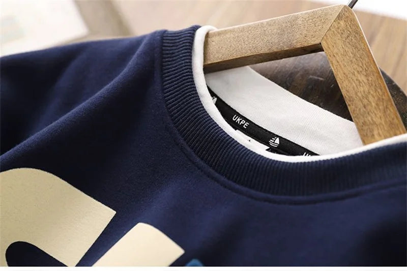 Boys Autumn Sets Children's Clothes Suit Winter Thickened Warm Outfits New Kids Letter Sweatshirt Pants 2 Piece Teen Sportswear