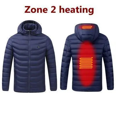 19 Areas USB Heated Jacket Men Winter Thermal Coat Electric Heating Jacket Hooded
