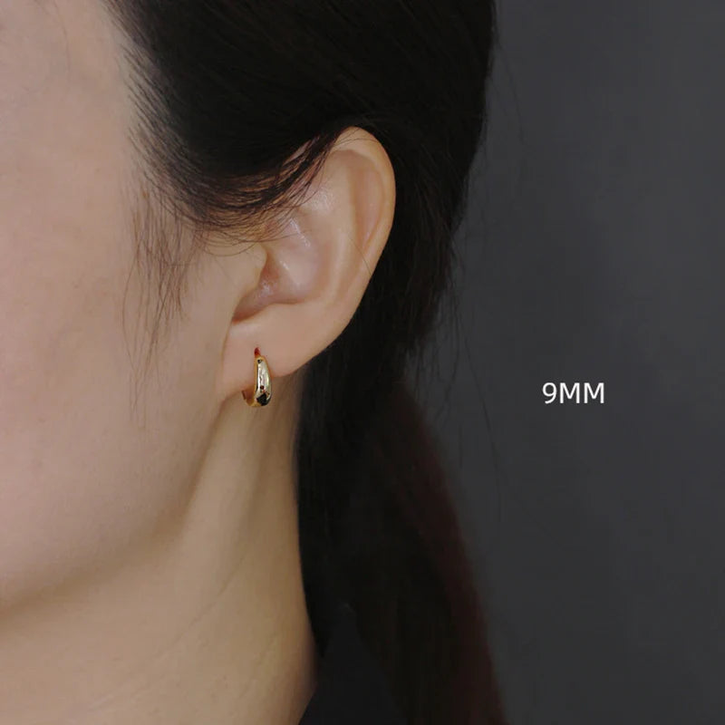 WANTME 925 Sterling Silver Simple Wide Huggies Gothic Hoop Earrings for Women European Unisex Piercing Rock Jewelry Ear Buckles