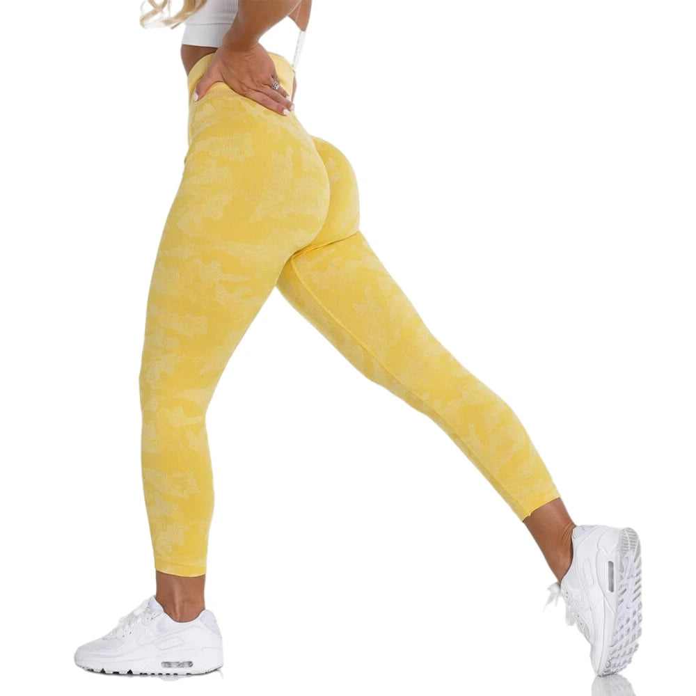 Camo Seamless Workout Leggings Butt Lift Yoga Pants Women Stretch Fitness