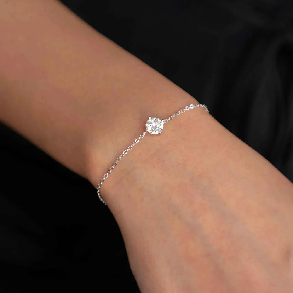 Certified 1CT Moissanite Solitaire Bracelets for Women Real Silver S925 Classic Lab Diamond Adjustable Wrist Chain Jewelry Men
