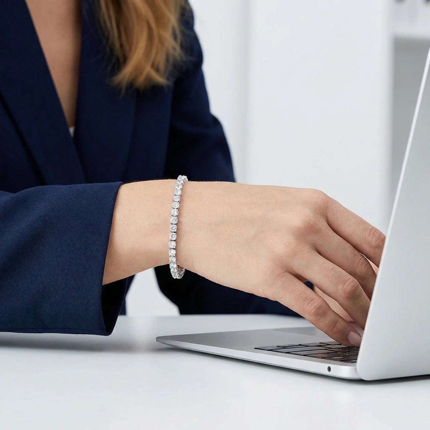 Lihong S925 Sterling Silver Bracelet Zirconia Tennis Ball Women Fashion Simple Engagement Wedding Charm Jewelry 4mm 16-20cm