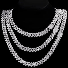 Women Luxury Prong Cuban Link Chain Necklace Bling Iced Out Crystal Zircon