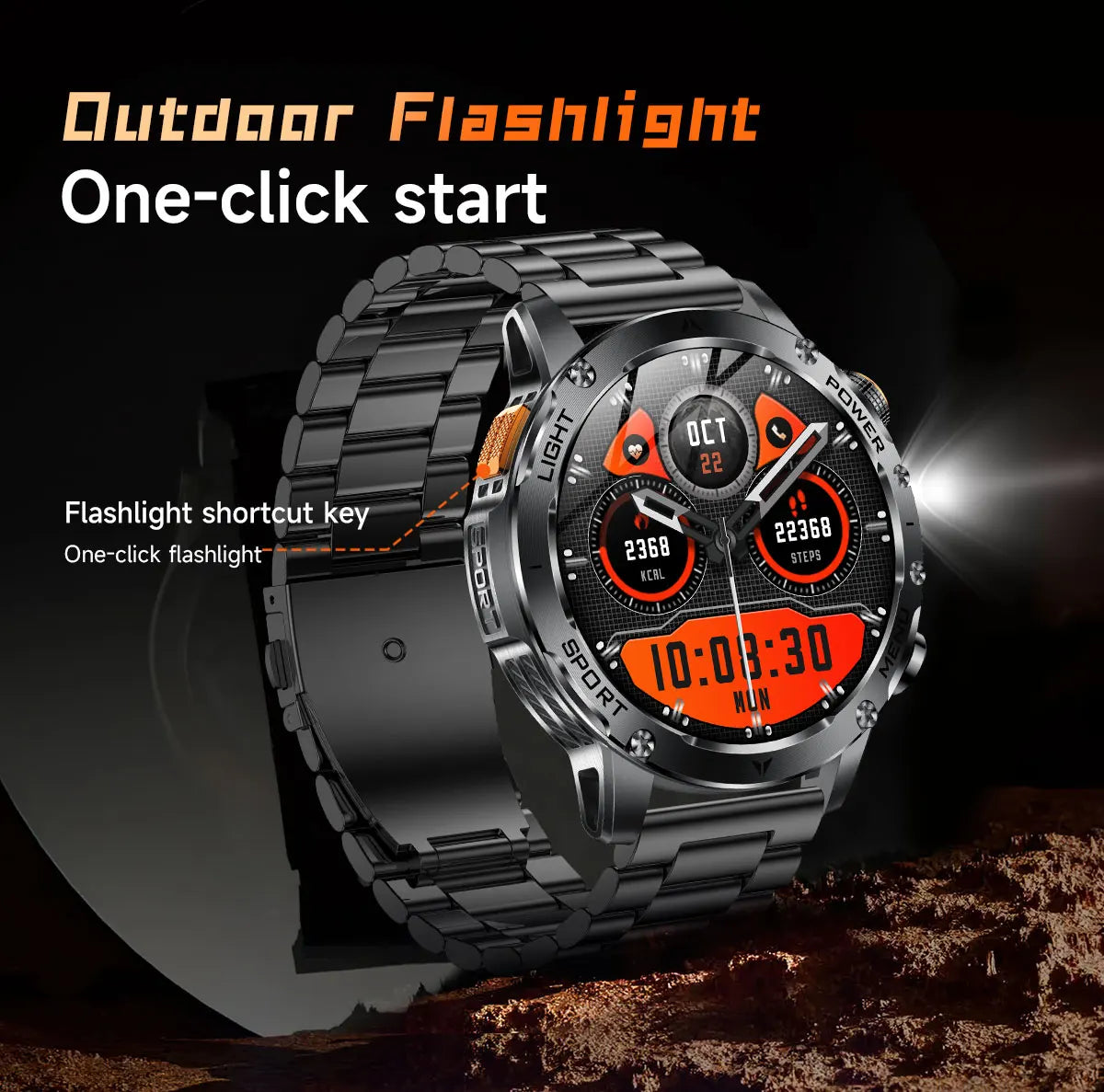 2025 New GPS Outdoor Sports Smart Watch Men AMOLED Screen NFC Flashlight Heart rate Waterproof Bluetooth Call 1000mAh SmartWatch