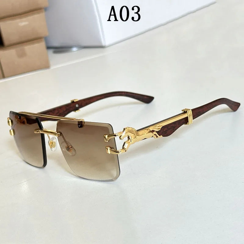 Sunglasses Women Square Rimless Sunglasses For Men Vintage