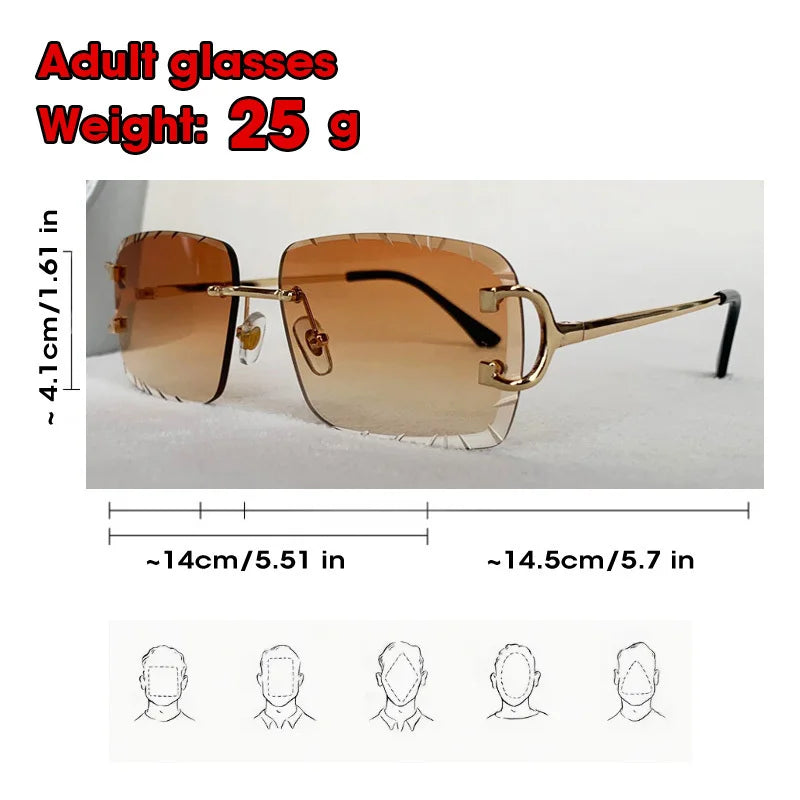 OCYCO Rimless Square Sunglasses Men Cupronickel Fashion Punk Gradient Sun Glasses Vintage Trendy Small Frame Eyewear UV400