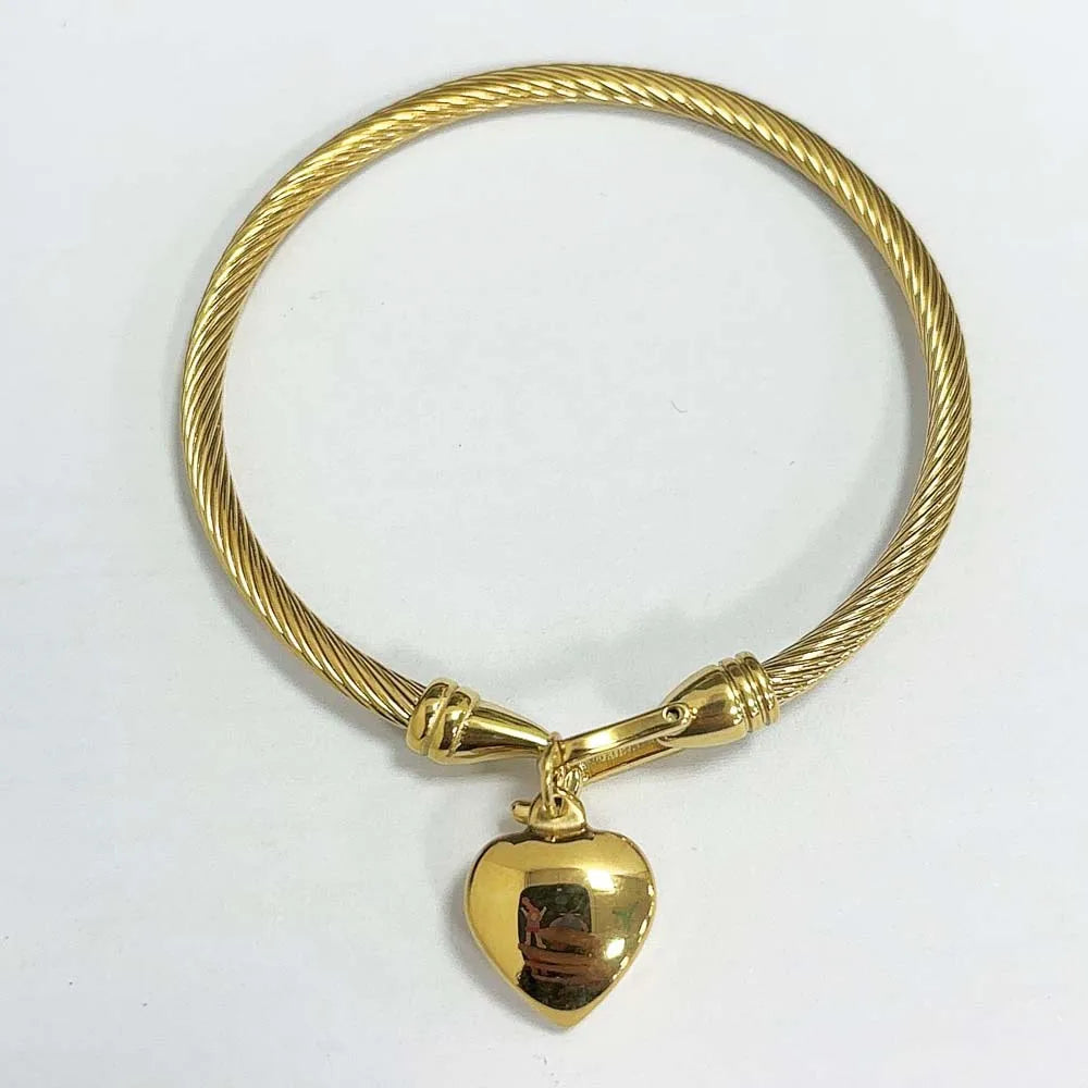 Bamboo Beads Punk Gold Plated Bangle for Women Men Trendy Stainless Steel Metal Bracelets Geometric Round Bead Jewelry Accessory