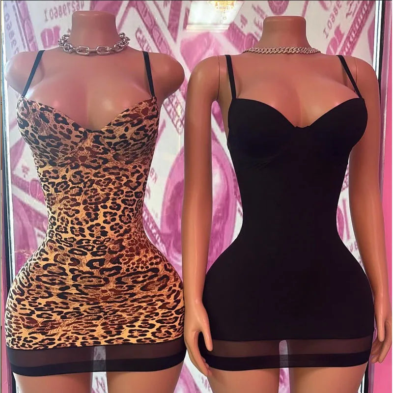 STYLISH LADY Tummy Control Butt Lifting Shapewear Dress Seamless Thin Camisole Bodycon Dress Stretchy Party Clubwear Mini Dress