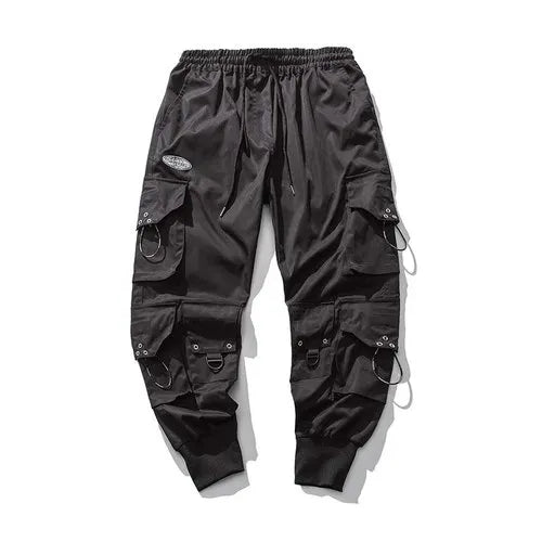 Black Cargo Pants Men Joggers Hip Hop Techwear Pants Hippie Cargo