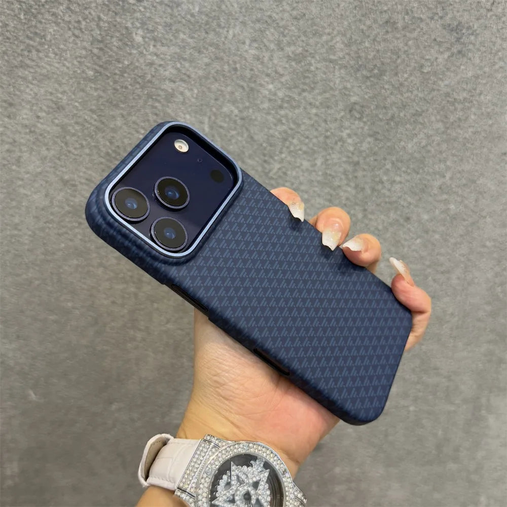 Business Kevlar Matte Hard Carbon Pattern for Mag-safe Original Case for IPhone 17 Pro Max Charge Protection Cover