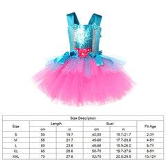 Halloween Trolls Costume For Baby Girl Dress Fashion Kid Up Bow Flower Lace Party