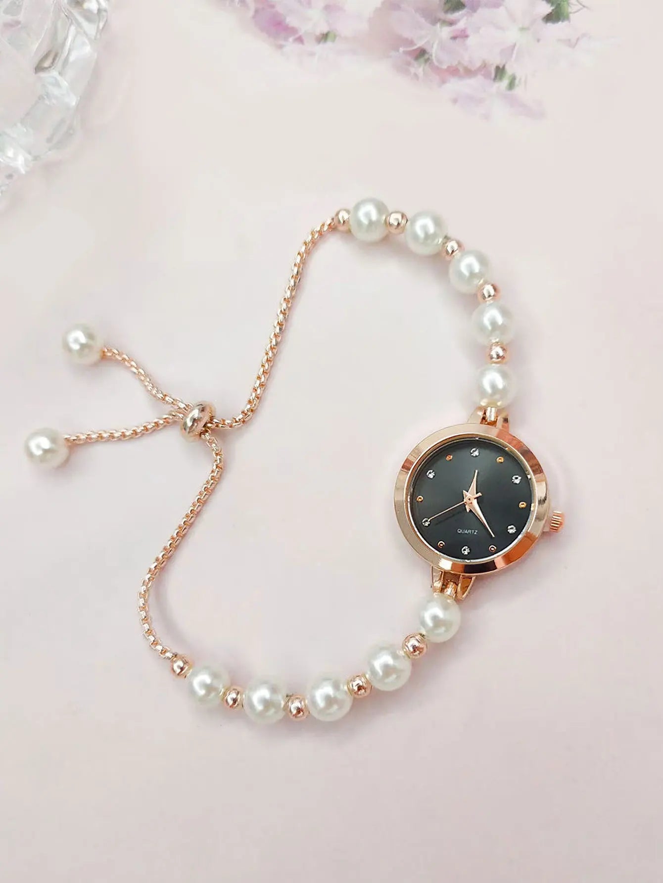LUCKY FOX New Minimalist Style Pearl Bracelet Women Quartz Watch Fashionable Small Disc Design Light Luxury Jewelry Women Watch