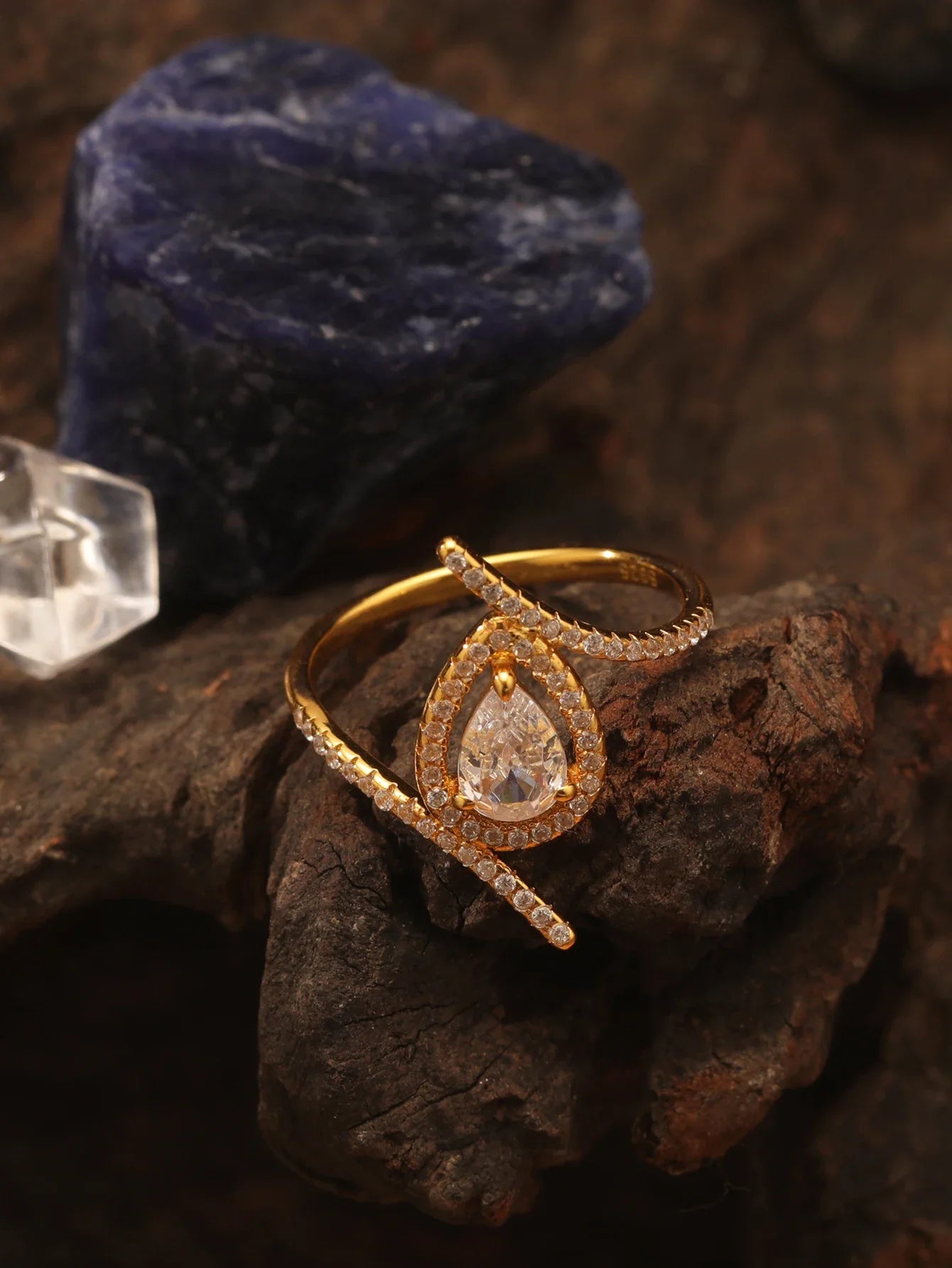 S925 Silver 0.8CT Water Drop Moissanite Ring Fine Jewelry Gold Plated 18k Suitable for Gift Giving Anniversary Birthday Gift