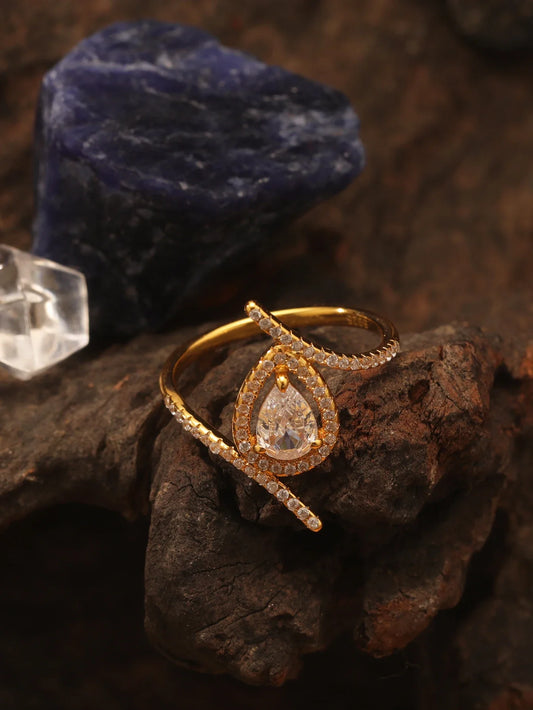 S925 Silver 0.8CT Water Drop Moissanite Ring Fine Jewelry Gold Plated 18k Suitable for Gift Giving Anniversary Birthday Gift
