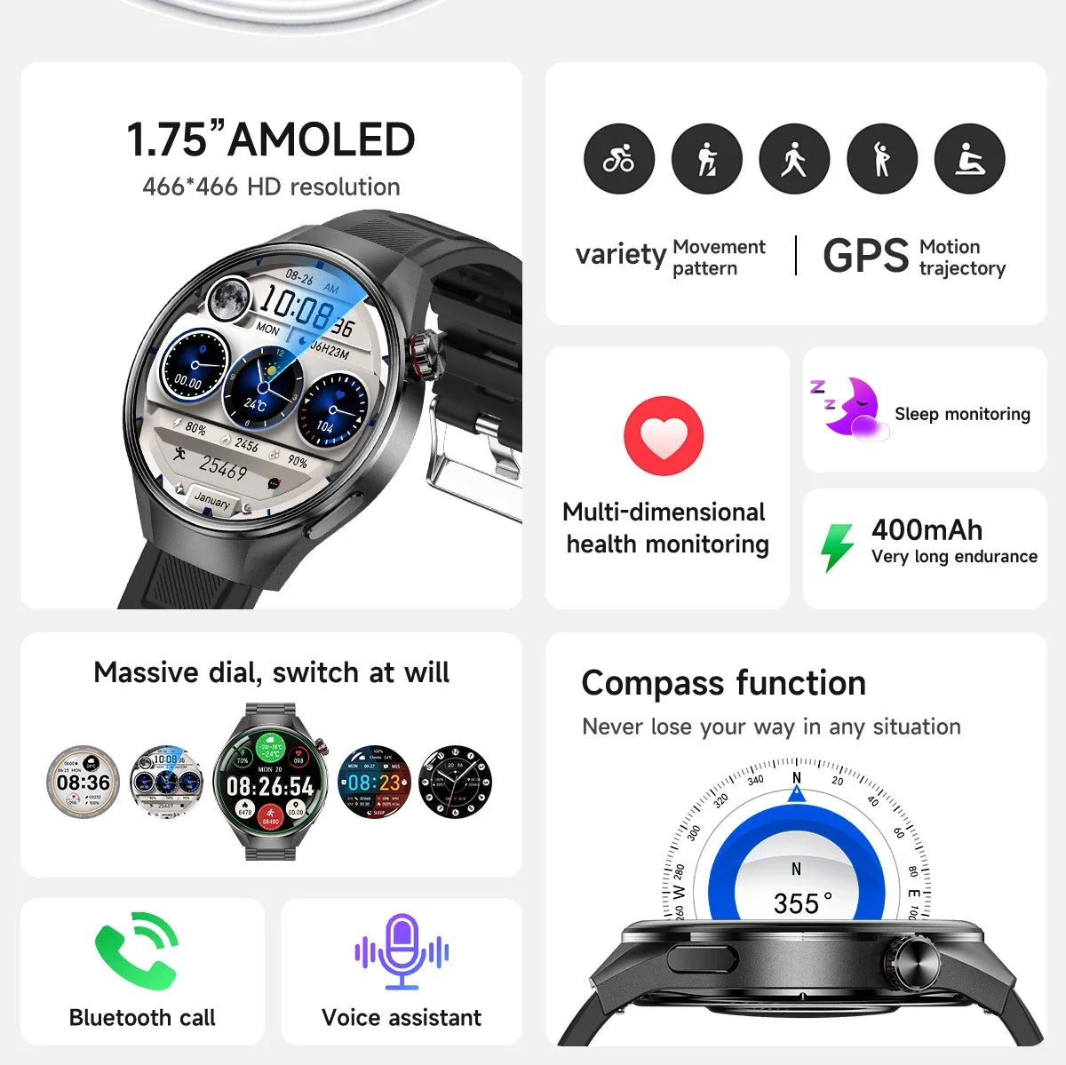 2025New Originl Watch G5 PlUS Smart Watch Men 466*466 HD AMOLED Screen GPS track Heart Rate Bluetooth Call Waterproof SmartWatch