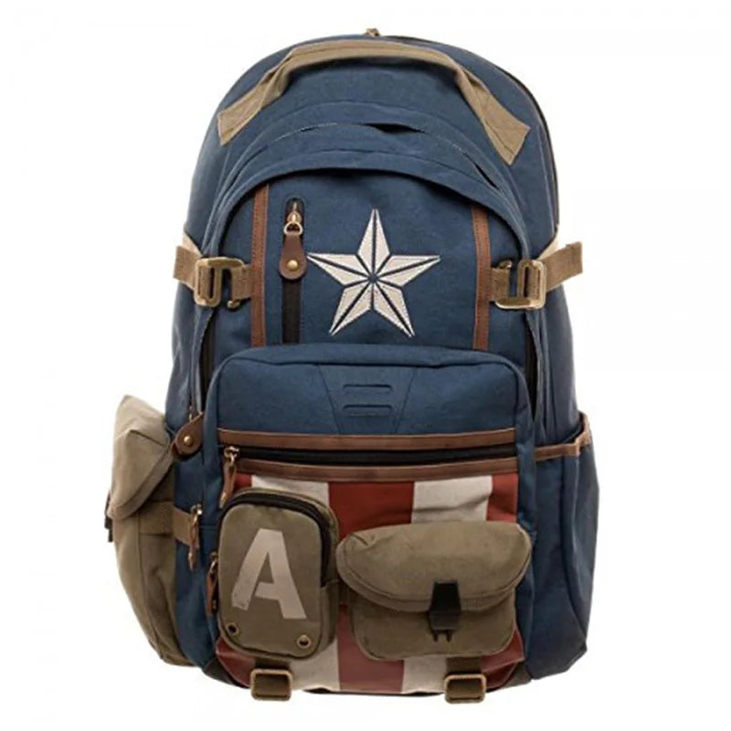 Marvel Avengers Deadpool Captains America Backpack Anime Cartoon Backpacks Outdoor Leisure Travel High Capacity Backpack