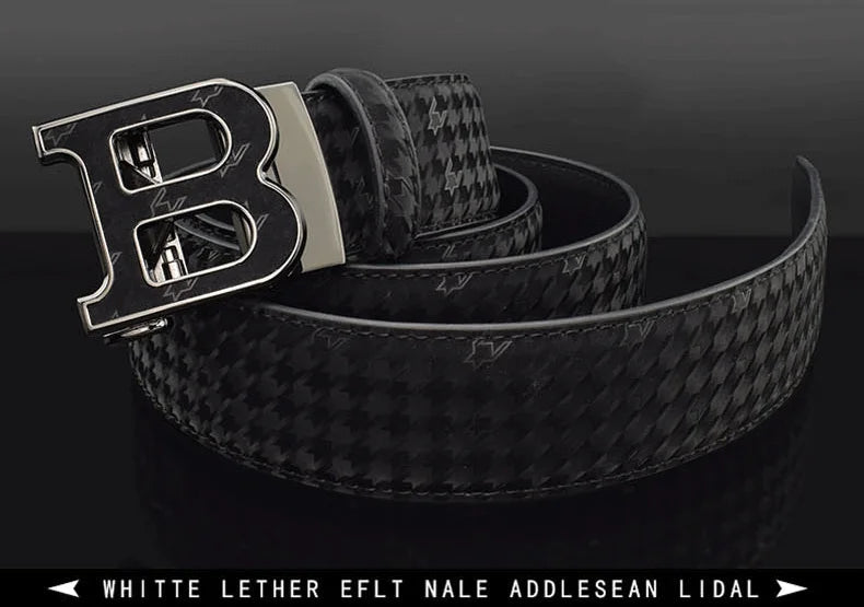 High Quality Automatic Buckle belts men Golden buckle fashion Waist Strap genuine leather Cowskin cintos masculinos B letter